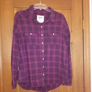 Purple Plaid Long Sleeve Button Down Shirt